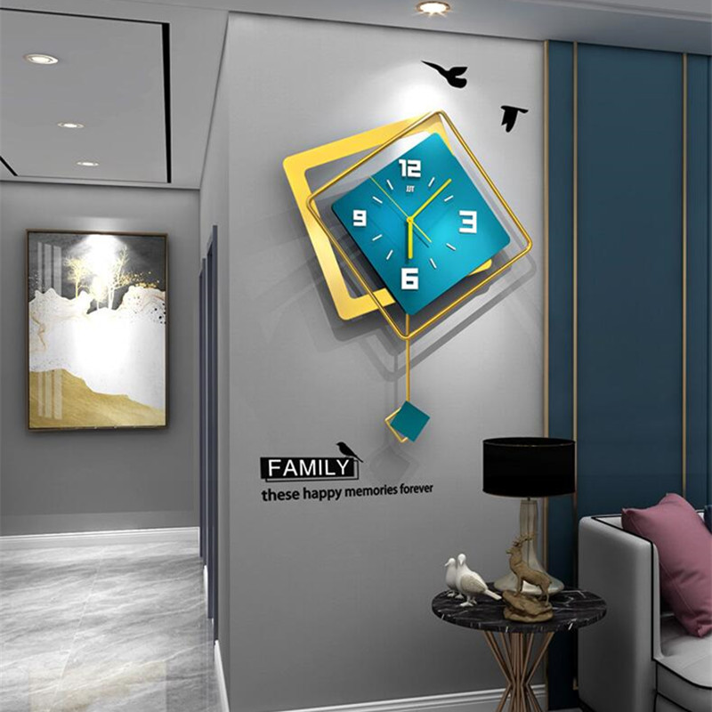 Luxury Lifestyle Watches - 3D Nordic square Swing Wall Clock